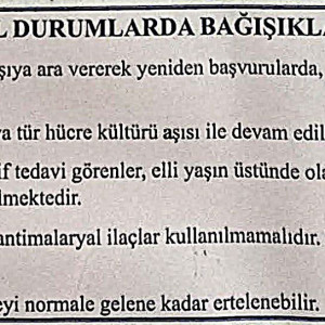 Özel Durumlarda Bağışıklama