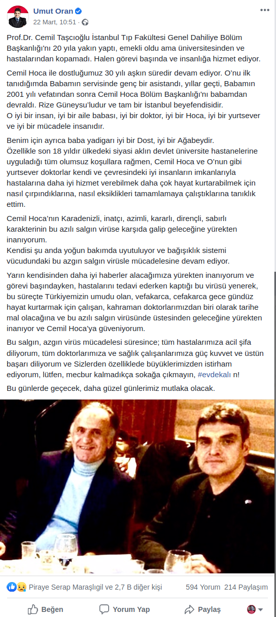 Prof. Dr. Cemil Taşcıoğlu - Sevenlerinin Veda Sözleri